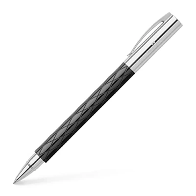Bild av Faber Castell 148910 Rollerroller AMBITION Rombus, linjetjocklek: M, inklusive presentförpackning, skaftfärg: svart/silver