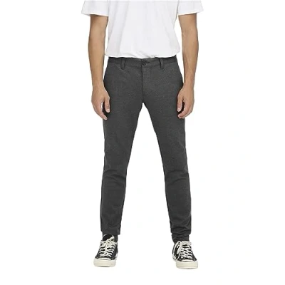 Bild av ONLY &amp; SONS herrchinobyxor ONSMARK 2911 smal passform svart W28 W38 stretch, svart, 34W / 30L