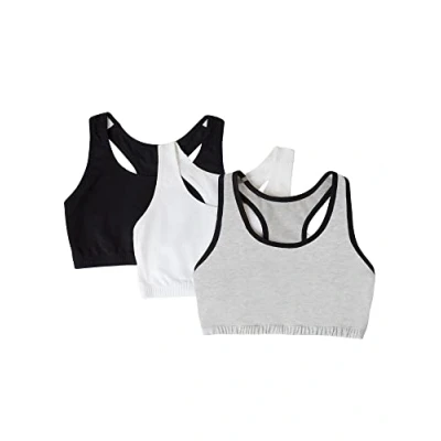 Bild av Fruit of the Loom Women&#039;s Tank Style bomull sport bh, ogenomskinlig (förpackning med 3), Grå svart/vit/svart, 60
