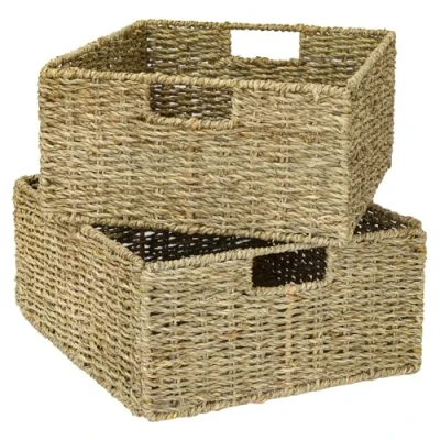 Bild av HMF Förvaringskorg, korg flätad av sjögräs set om 2 lämplig för Kallax halvt fack 30 x 34 15 cm