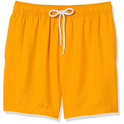 Bild av Amazon Essentials Men&#039;s Snabbtorkande badtröja 18 cm (7 tum), Gyllengul, S