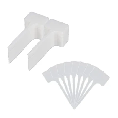 Bild av Relaxdays Växtskyltar set om 100 för märkning, säng och odling, H x B 14,5 5,5 cm, plastväxtplugg, vit, styck