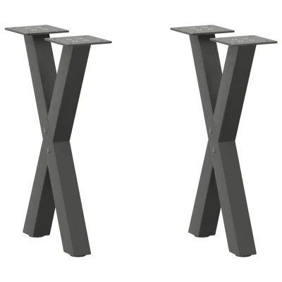 Bild av Soffbordsben X formade 2 st antracit 38x(42 43) cm stål