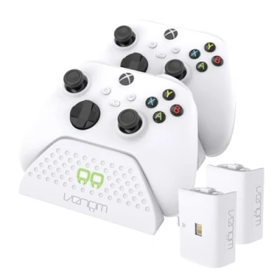 Bild av Venom Dubbel laddningsstation med 2 X laddningsbara batterier, Twin Dock vit (Xbox Series &amp; S/Xbox One)