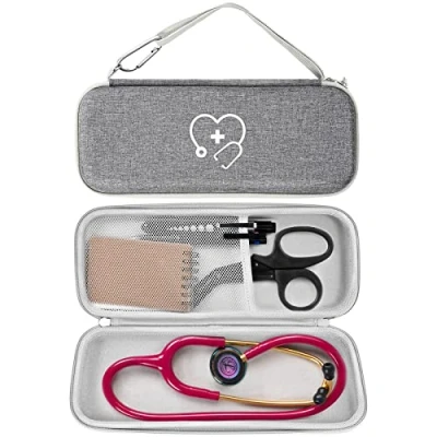 Bild av ProCase stetoskopväska för 3 m Littmann/Omron/ADC/Dixie EMS Stetoscope, stötsäkert skyddsfodral, Eva resväska förvaringsväska, bärväska fodral med tillbehör hållare grå