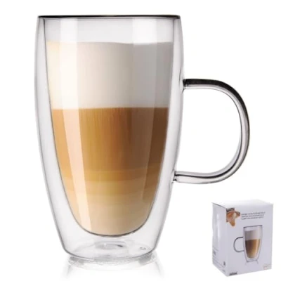 Bild av ORION Teglas dubbelväggigt kaffeglas termiskt glas för kaffe latte cappuccino te 430 ml