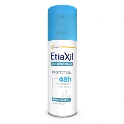 Bild av ETIAXIL Antiperspirant deodorant måttlig svett 48 timmars skydd fötter lämplig för känslig hud spray tillverkad i Frankrike 100 ml