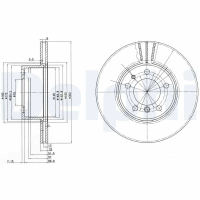 Bild av DELPHI BG2433 Disque de frein 302 22 5 ventilé huilé non traité sans roulement roue, bague ABS BMW: Berline, 7, Touring