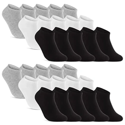 Bild av 10 20 30 Par Sneaker Strumpor Herr &amp; Dam Ankelstrumpor Svart Vit Grå Bomull (10x + 10x 39 42)
