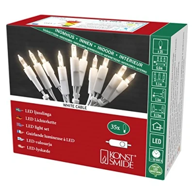 Bild av Konstsmide 6302 102 LED miniljuskedja/för inomhusbruk (IP20) VDE testad / 230 V inomhus/med strömbrytare/35 varma vita dioder/vit kabel