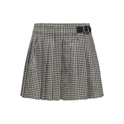 Bild av ONLY Onlcath Plisse Check Skirt Veckad kjol, Storlek: Large, Black/pumice stone