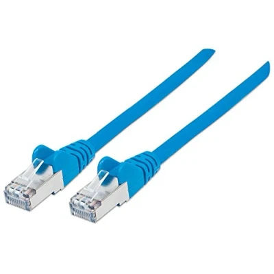 Bild av Intellinet nätverkspappkabel, Cat5e, 0,25 m, CCA, U/UTP, PVC, guldpläterade kontakter, utan knäppning Cat 7 kabel Cat6a kontakt 2 m blå