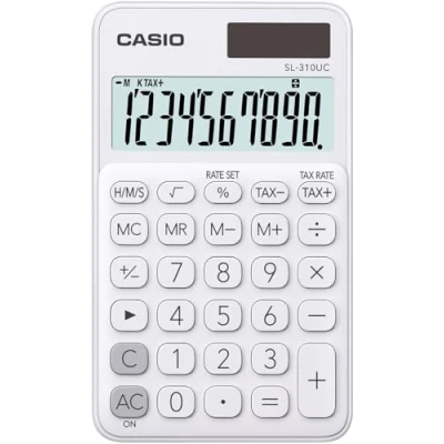 Bild av Casio SL 310UC WE skrivbordsräknare Vitt och blått