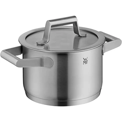 Bild av WMF Comfort Line kastrull liten 16 cm, glaslock, gryta induktion 1,9 l, Cromargan rostfritt stål matt, invändig skala, stapelbar, obelagd, silver
