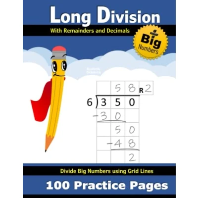 Bild av Long Division with Decimals and Remainders: (100 Practice Pages Grid Lines) Divide Double Digit, Triple &amp; Big Numbers 2 Digit ... Workbook Answer Key (Ages 9 12)