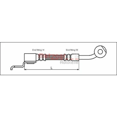 Bild av METZGER 4113522 Flexible De Frein 410 3/8&quot; 24 JEEP: Cherokee II, Grand I, WRANGLER 2