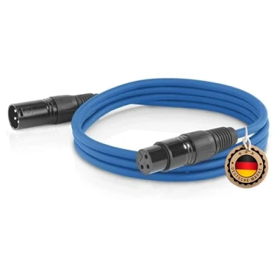 Bild av ETEC, XLR kabel, mikrofonkabel, kontakt till uttag, anslutningskabel, blå, 5,00 m