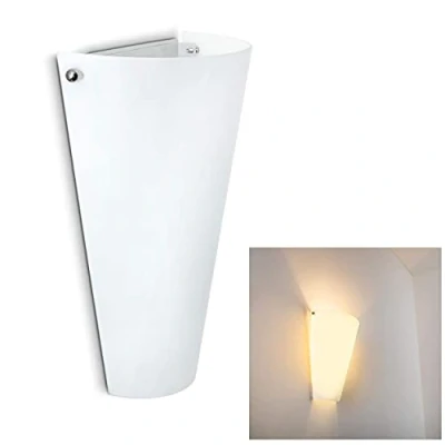 Bild av vägglampa Zera av metall/glas i vitt, modern med upp och nedåtgående effekt, 1 x E27, för inomhusbruk ljuseffekt, utan glödlampor.