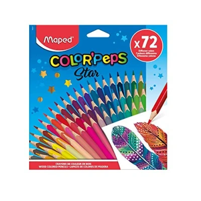 Bild av Maped ergonomiska trekantsfärgpennor, färgpennor COLOR&#039;PEPS STAR tillverkade av FSC certifierat trä 72 x pennor