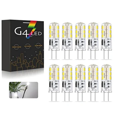 Bild av G4 LED lampor, AC/DC 12V 2W Bulb Kall vit 6000K 200LM, Ersätter 20W Halogenlampor, Ej Dimbara, Inget Flimmer, 10 St