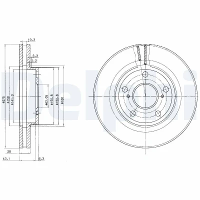 Bild av DELPHI BG2782 Disque de frein 275 28 5 ventilé huilé non traité sans roulement roue, bague ABS TOYOTA: Avensis Verso, Previa / Estima II
