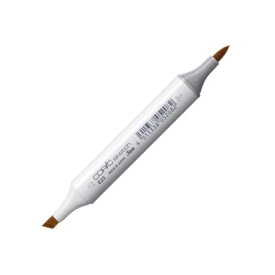 Bild av COPIC sketch märkpenna typ E 23, hasselnöt, professionell penselmarkör, med en superpenselspets och medelbrun spets