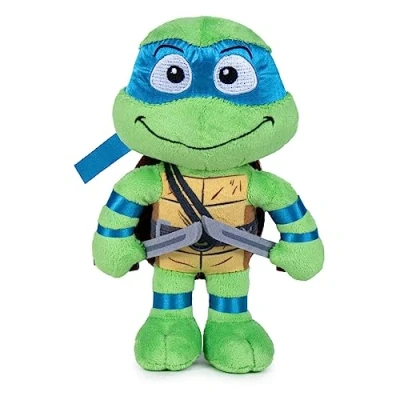 Bild av Famosa Softies Leonardo Ninja Turtles plyschleksak, filmkaraktär mutant kaos, mäter 30 cm, med blå mask och detaljer, för att ge pojkar flickor i alla åldrar (760022773)