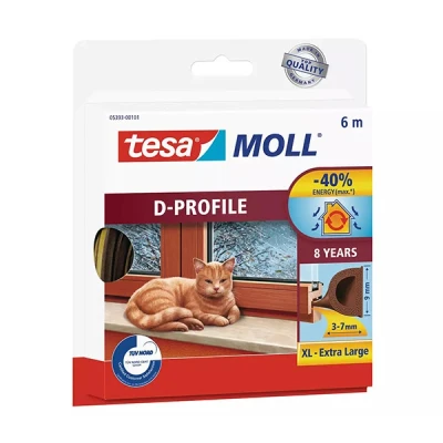 Bild av Tesa Tätningslist TesaMoll Classic D profil brun 9mm x 6m
