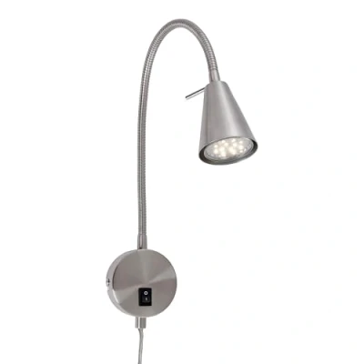 Bild av Briloner Leuchten LED sänglampa, flexibel inkl. på/av knapp, 4 watt, 400 lumen, 3 000 Kelvin, metall, W, matt nickel, 450 x 205 mm (HxA), bas: 80 (D), huvud: 58 (D)