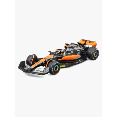 Bild av Bburago F1 McLaren MCL60 British 2023 Oscar Piastri 81 med akrylskåp och pilot miniatyr bilmodell present ABS legering samlarobjekt skala 1:43