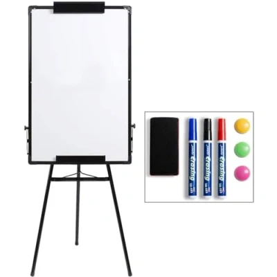 Bild av DOEWORKS magnetisk whiteboard med stativ, bärbar torr raderingsbräda/stativ blädderblock staffli whiteboard, höjd justerbar vit bräda för kontor hem klassrum 90 cm x 60 (svart)