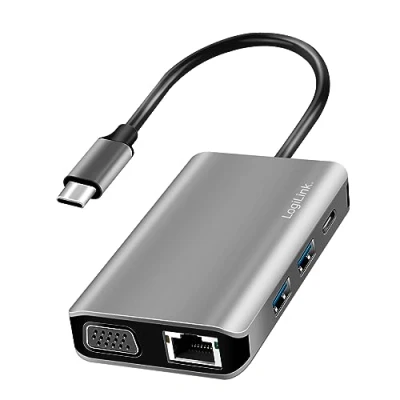 Bild av USB 3.2 Gen 1 dockningsstation 7 port med C anslutning och PD (PowerDelivery), UHD 4K upplösning, RJ45 Gigabit nätverk