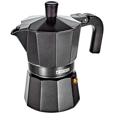 Bild av Monix Vitro Noir Aluminium non stick 3 koppar kaffebryggare, svart, 15 cm