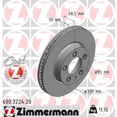 Bild av Bromsskiva, framaxel vänster, porsche cayenne, vw touareg, 7L6 615 301 D, J, N, P, 955 351 401 40, 9