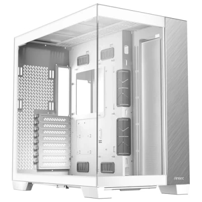 Bild av Antec Aluminium vit C8, fläktar ingår inte, frontpanel i aluminium, dubbelkammarlayout, C typ, 360 mm kylarhållare, sömlös TG fram och sidopanel