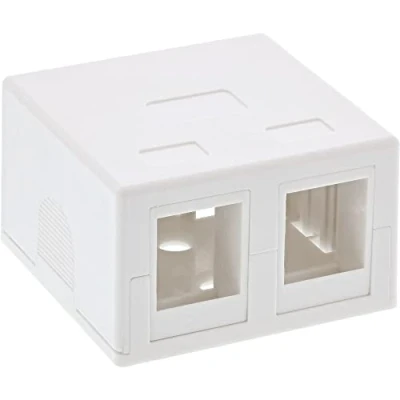 Bild av InLine 76202B anslutningsuttag utanpåliggande för 2 x Keystone RJ45 uttag, vit