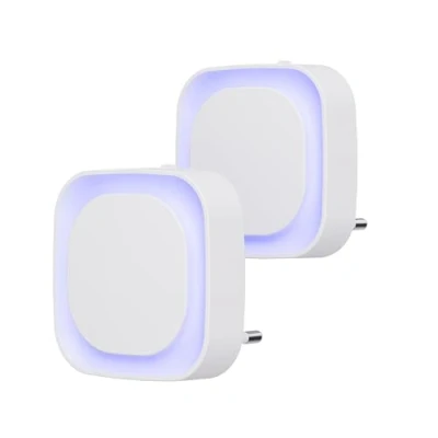 Bild av YUNLEX Nattljusuttag, [2 pack] babynattlampa med skymningssensor Automatisk på/av LED nattlampa, ljusstyrka justerbar i 3 nivåer, för baby, hall, badrum, kök, sovrum, toalettbelysning Blå