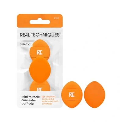 Bild av Real Techniques Mini Miracle Concealer Puff Trio, Small Makeup For Liquid and Cream Foundation Concealer, Targeted Concealing, Travel Friendly Reusable, Vegan Cruelty Free, 3 Count