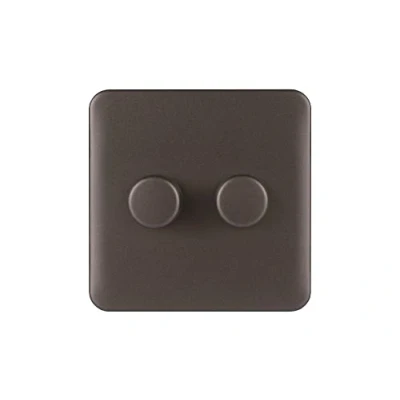 Bild av Schneider Electric Lisse Skruvlös Deco Dubbel Universell 2 vägs Dimmer Ljusströmbrytare, 250 W/VA, GGBL6022 CMBS, Mocha Bronze