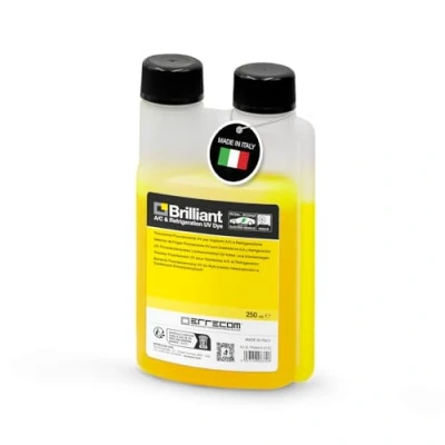 Bild av ERRECOM Brilliant 250 ml, UV fluorescerande spårämne för kylgasläckage i luftkonditionerings och kylanläggningar, flaska med ml doseringsanordning
