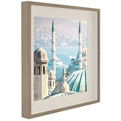 Bild av BD ART 50 x cm stor låda 3D objektram bildram med passepartout 40 cm. Fyrkant för fyllning, djupare objekt, foto, suvenirs 3 cm, vägghängning, ek tryff