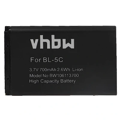Bild av vhbw batteri lämpligt för Nokia 100, 101, 106 Dual SIM ersätter BL 5C (700 mAh, 3,7 V, litiumjon)