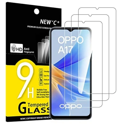 Bild av NEW&#039;C 3 Pack, skärmskydd i glas för OPPO A17, bubbelfri, 9H hårdhet, 0,33 mm ultratransparent, ultrabeständigt härdat