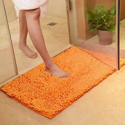 Bild av ele ELEOPTION Soft Shag badmatta, kök, dörrfotsdörr, matta, halksäker, dörrmatta absorberande duschmatta, lurvig matta 50 x 80 cm, orange