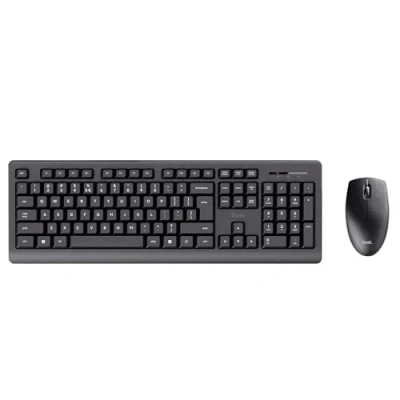 Bild av Trust QWERTY Italienskt trådlöst tangentbord och musuppsättning, knappar med låg profil, unik USB mottagare, spillsäker, ambidextrous mus, trådlös PC Laptop Mac Windows svart