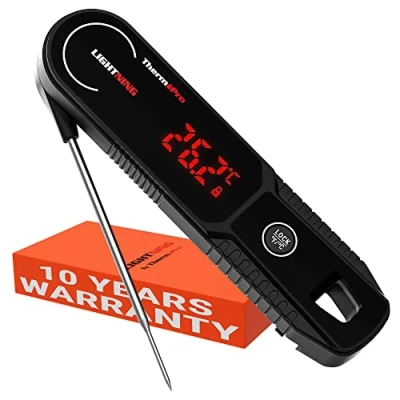 Bild av ThermoPro Lightning Köttermometer med en sekunds omedelbar avläsning, kalibrerbar köks och mattermometer tvåhänt visning, vattentät matlagningstermometer för olja, fritering, röka, grill