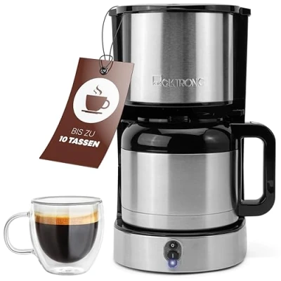 Bild av Clatronic® kaffemaskin med termos för 810 koppar kaffe (ca 1,2 l) filterkaffebryggare rostfritt stål dubbelväggig ingen temperaturförlust 800 W KA 3805
