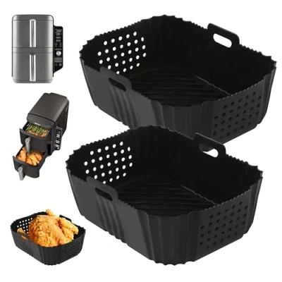 Bild av 2 st Air Fryer Tillbehör till Ninja Double Stack XL SL400EU, för Foodi Max Dual Zone 9,5L AF400EU AF300EU (svart)