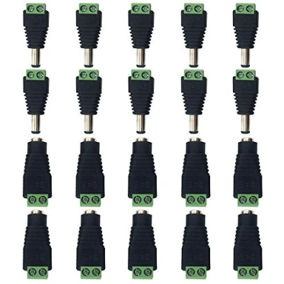 Bild av GTIWUNG 10 par 5,5 mm x 2,1 DC 12 V hane och hona strömkontakt adaptrar kontakt för videoövervakningskamera led säkerhetssystem