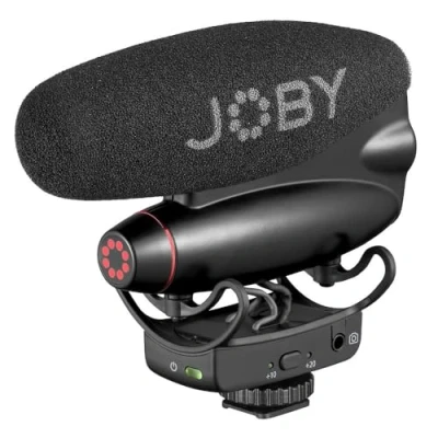Bild av JOBY Wavo PRO DS Professionell kamera riktad hagelgevärsmikrofon, Rycote Technology Shock Mount, lågt skuret filter, inbyggda lysdioder, CSC, spegelfri, vlogging, Youtuber, innehållsskapare